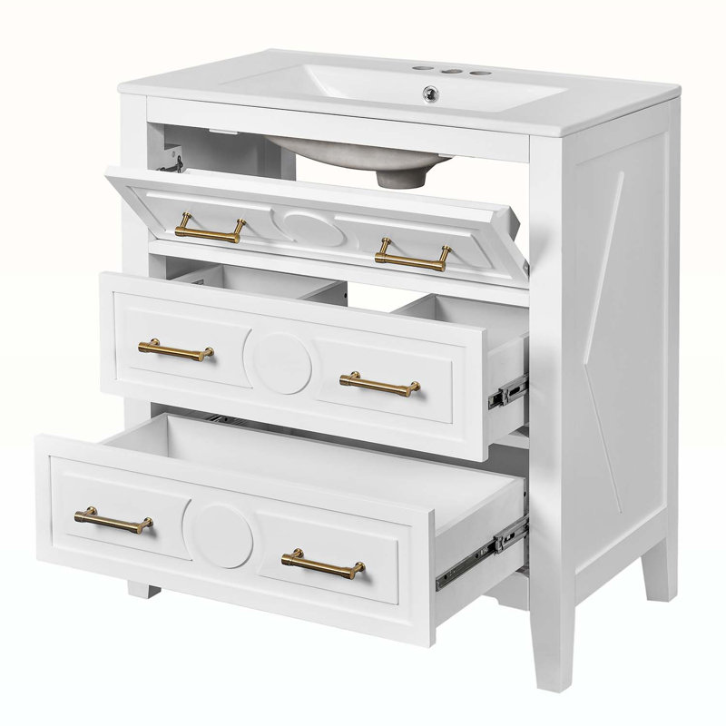 Meuble-lavabo 30 po avec lavabo, Blanc