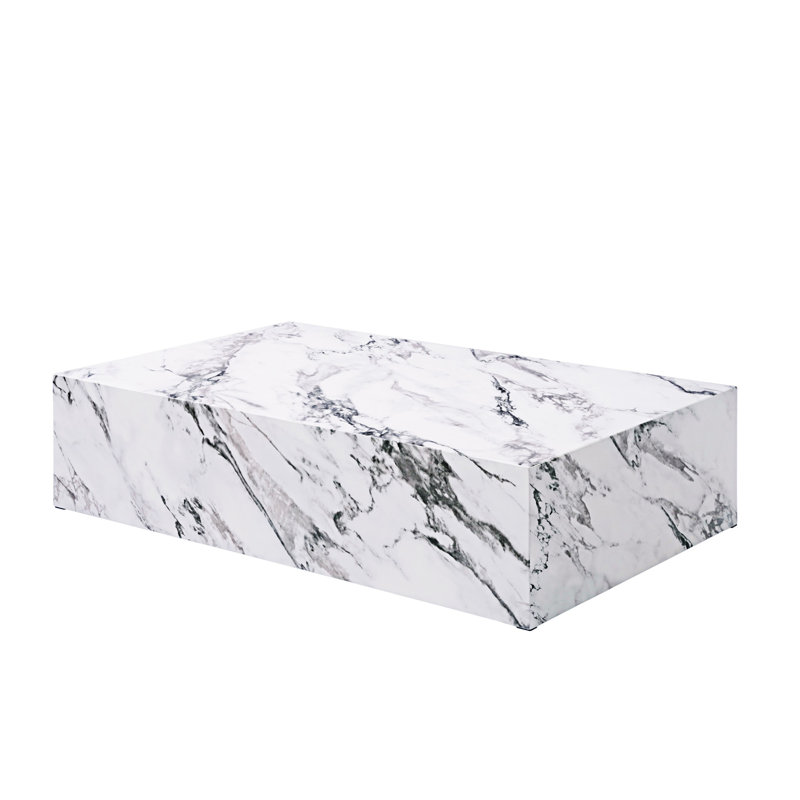 Fritzy Rectangular Coffee Table In White Engineered Stone