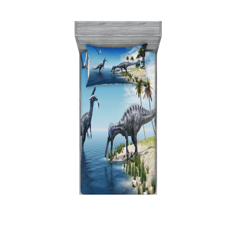 Drap-housse et coussin décoratif Ambesonne, Ensemble de draps pour lit simple TG + 3 articles 