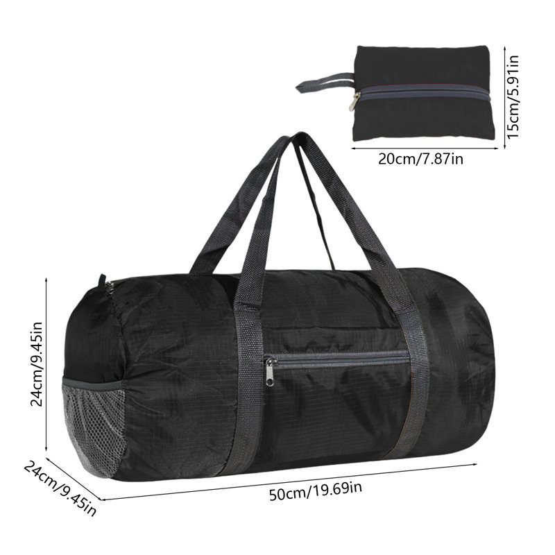  Gym Bag for Men & Women, Foldable Duffle Bag Durable for Sports, Gym & Travel, Black, Black