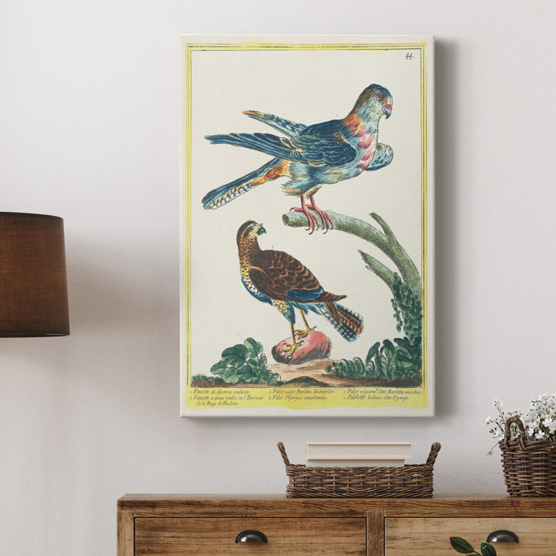 Toile tendue avec châssis de qualité supérieure Pastel Birds III - prête à être accrochée, H 18 po x l 12 po x P 1 po