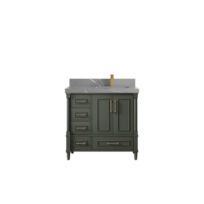 Ensemble de meuble-lavabo simple 36 po Aberdeen, Gris Piatra