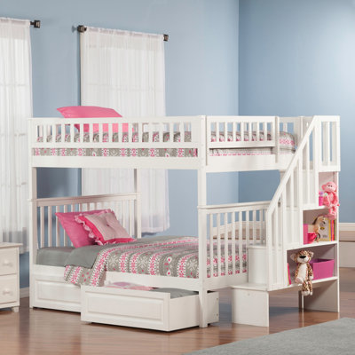 Hartlep Solid Wood Standard Staircase Bunk Bed with Storage Drawers