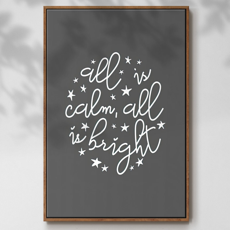 All Is Calm, All Is Bright - gris foncé, Noyer, H 41 po x l 27 po x P 1,5 po