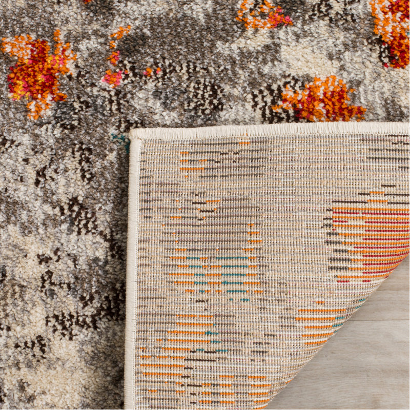 Hertzler Abstract Area Rug, Rectangle 8' x 10', Gray/Orange