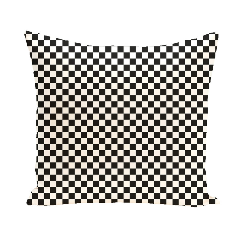 Coussin décoratif Vichy, Noir / blanc, 26 po x 26 po