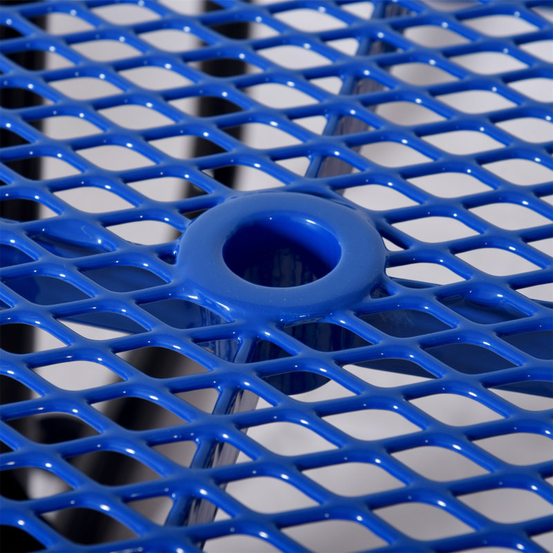 Table carrée de pique-nique d'extérieur carrée en acier bleu 46 po avec parasol, Bleu