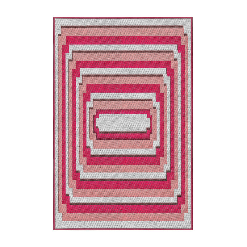 Rose géométrique Ricard/Tapis décoratif gris, Rectangle 5 pi x 7 pi