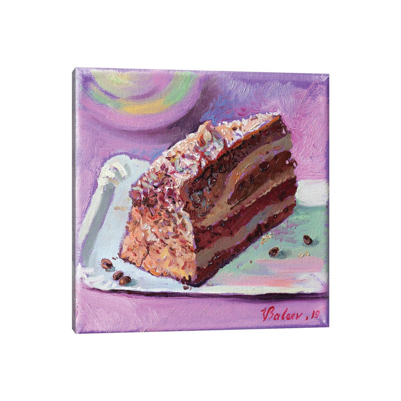 Chocolate Cake by Katharina Valeeva - Wrapped Canvas Painting, 30.48 cm H x 30.48 cm W