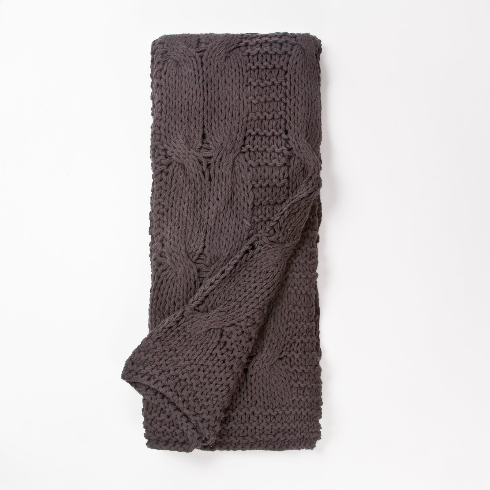 Wildomar Cotton Knit Throw Blanket, Charcoal