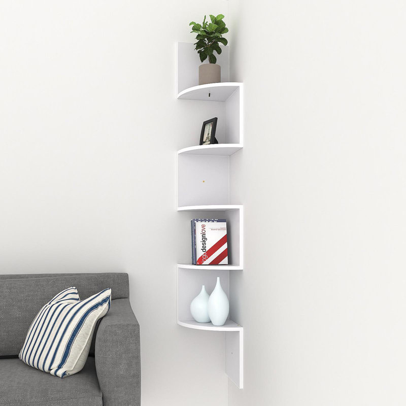 Zaira 5 Piece Floating Shelf, White