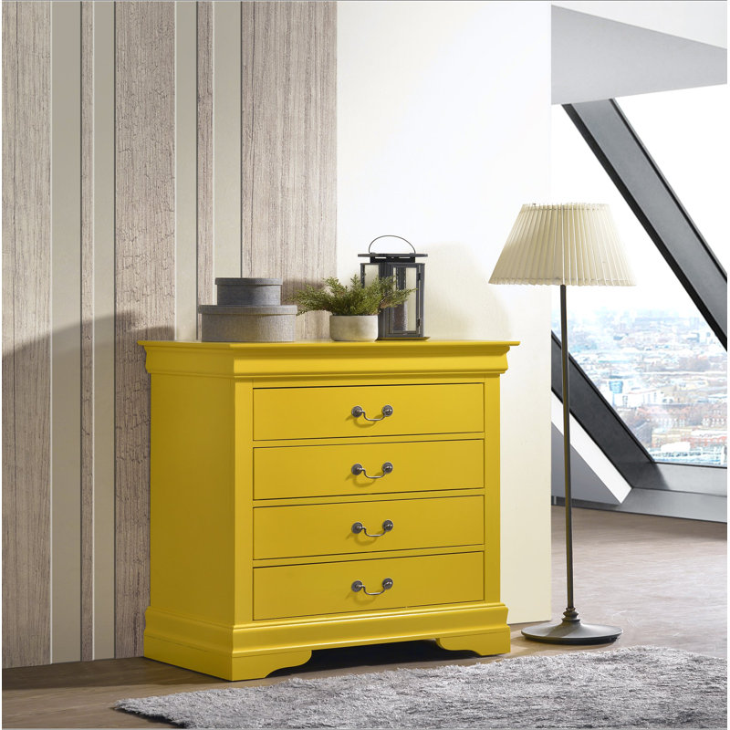 Commode 4 tiroirs Phillipe G3102-BC, Jaune