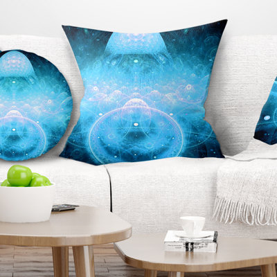 Infinite Light Blue Universe - Floral Printed Pillow