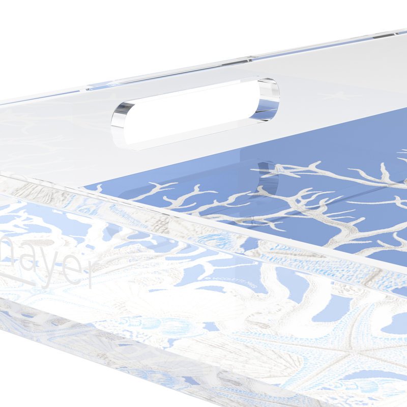 Plateau décoratif carré en acrylique Coral Reef, Bleu, L 18 po x P 18 po x H 2 po