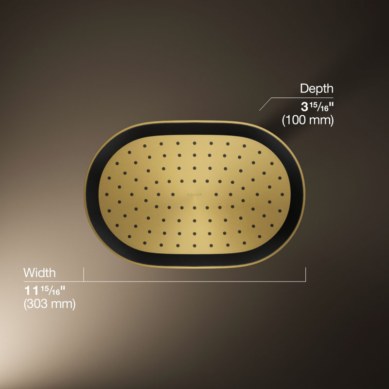 Statement™ 2.5 GPM Round 12 in. Rainhead with Katalyst Air-Induction Technology, Vibrant Brushed Moderne Brass, Oval, 2.5 GPM