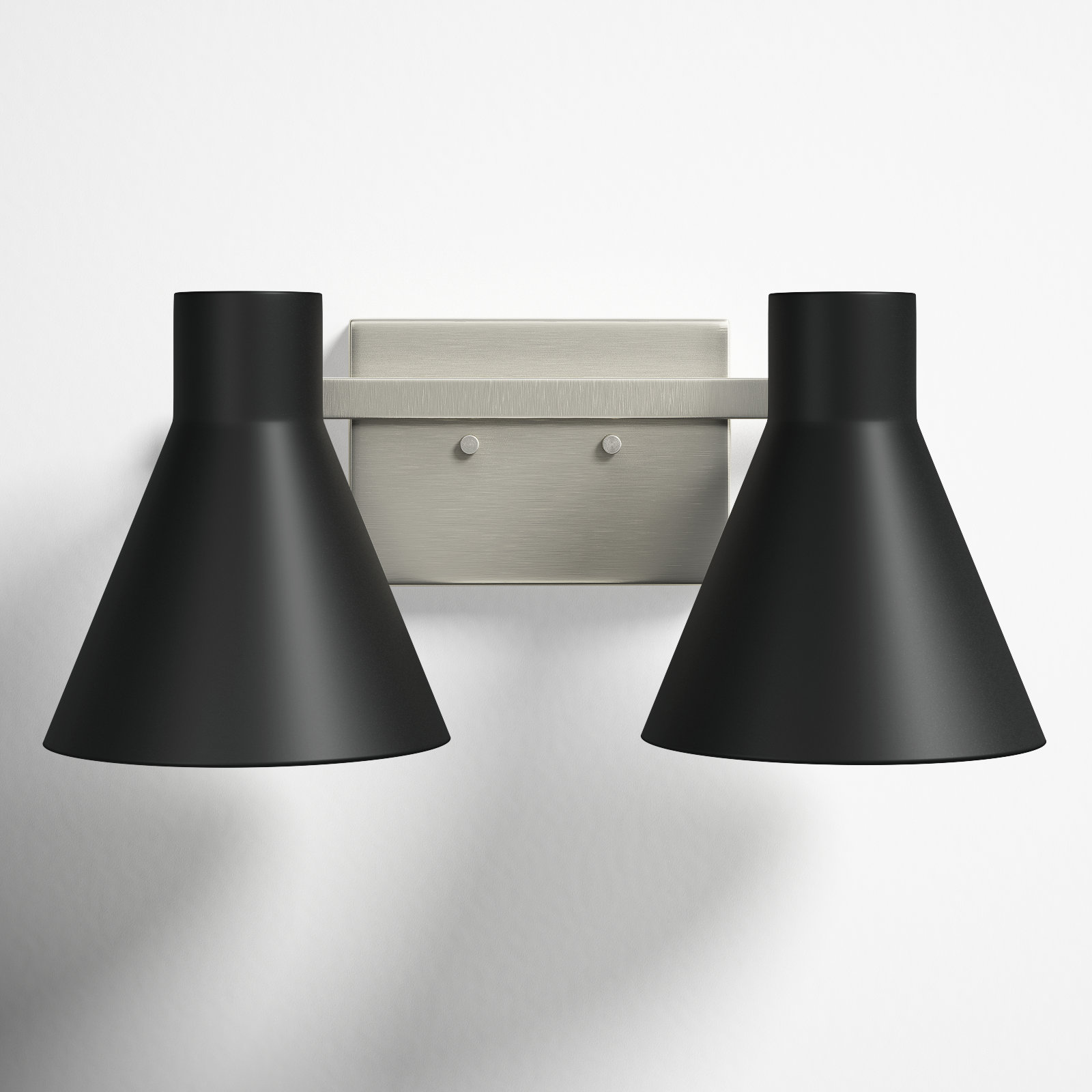 Byers 2-Light Dimmable Steel Vanity Light, Brushed Nickel, No