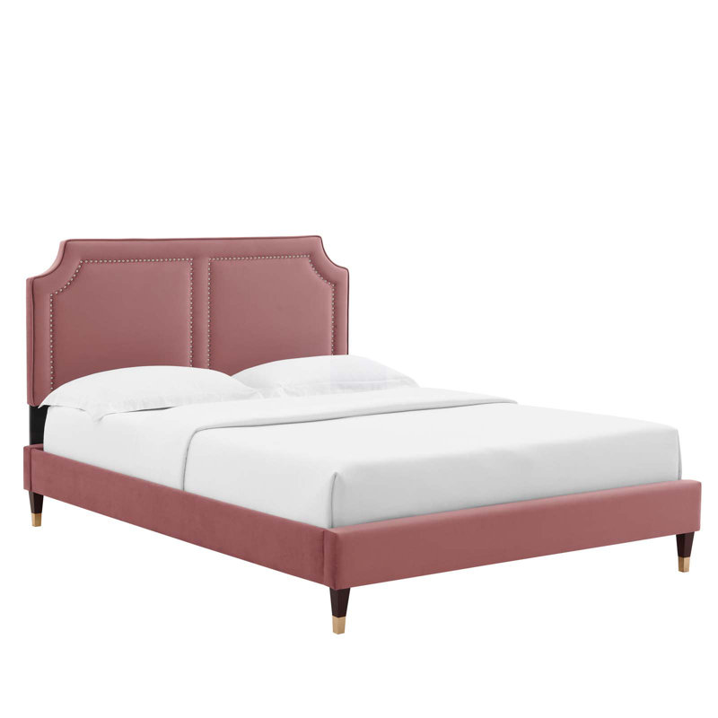 Modway Novi Performance Velvet Bed, Dusty Rose, King