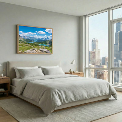 Ensemble de 1 tableau sur toile représentant un lac de montagne
