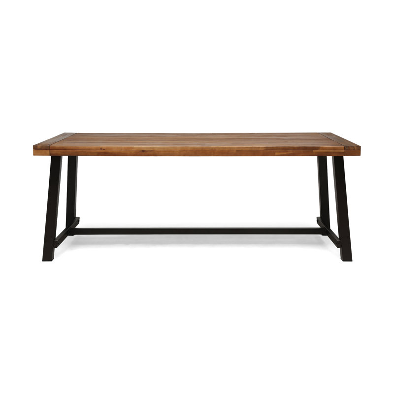 Table d'extérieur pour 8 personnes en bois avec structure en métal, 79,83 po X 35,43 po 30,26 po et