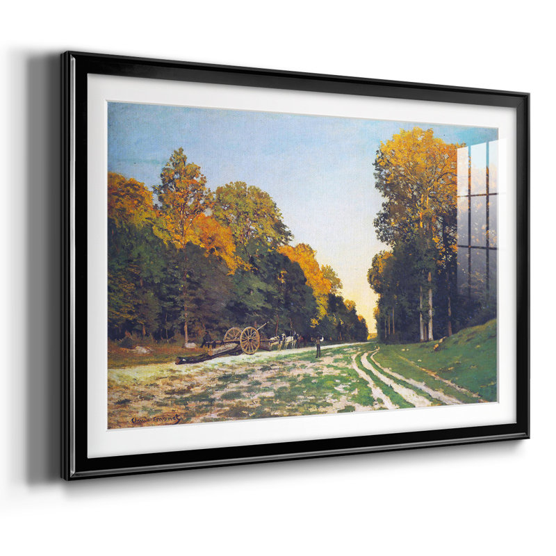 La Route de Chailly à Fontainebleau de Claude Monet - Reproduction d'art, encadrée sous verre et sous passe-partout, grand format pour salon