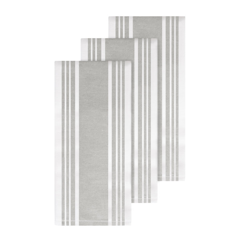 All-Clad Dual Striped Tea Towel, Titanium