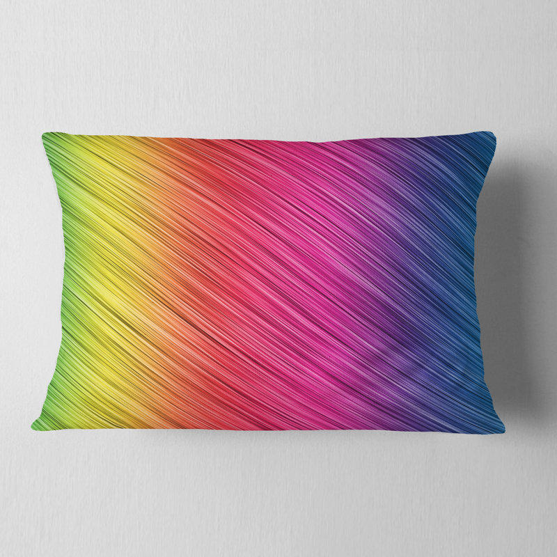 Lignes multicolores néon incandescent - Coussin imprimé abstrait, Rectangulaire, 12 po x 20 po