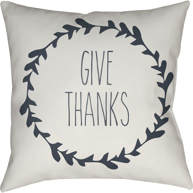  Indoor/Outdoor Throw Pillow, 18" H x 18" W x 4" D, White/Gray
