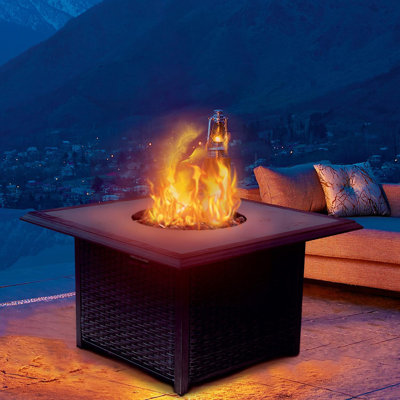 Pewitt Square Iron Propane Fire Pit Table