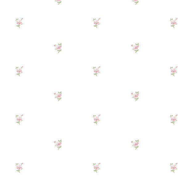 Papier peint mini marguerites 32,7 pi x 20,5 po Amaranthine, Corail / vert