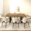 Table de salle à manger rectangulaire extensible pour 6 à 10 personnes effet bois vieilli et noir 160 à 200 cm