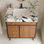 Meuble-lavabo moderne sur pied avec lavabo en céramique et comptoir en pierre frittée, solution de rangement durable et élégante-1258007297