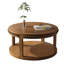 Table basse et canapé 31,5 pouces en bois massif rond - plateau épaissi à deux niveaux, pieds robustes, table circulaire-1487153536