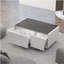 Table basse moderne avec réfrigérateur et congélateur intégrés, haut-parleur Bluetooth, chargement sans fil, panneau de commande tactile, ports USB, protection pour prise de courant, lumière d'ambiance, blanc-961513301