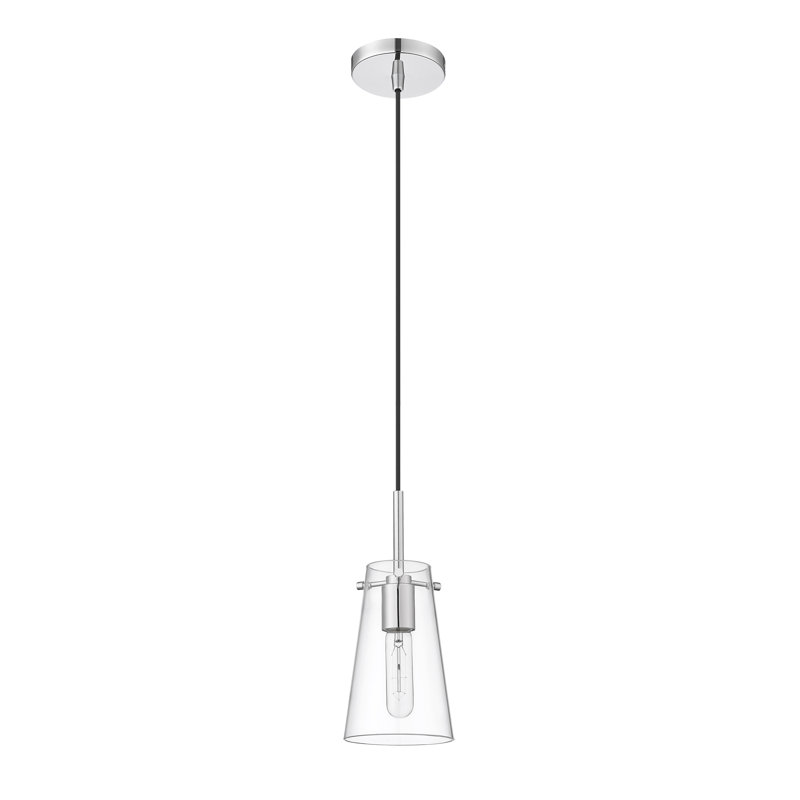 Luminaire suspendu conique à 1 lumière Wenka, Chrome, H 118 po x l 5 po x P 5 po