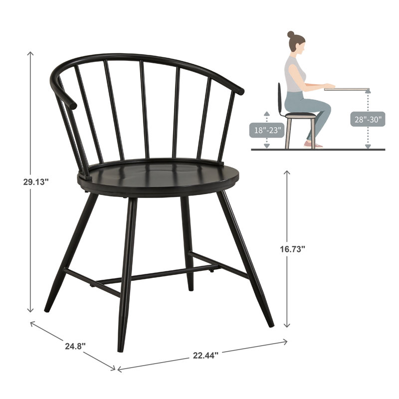 Kennamer Slope Low Back Windsor Metal Side Chairs (Set Of 2) - White, Black