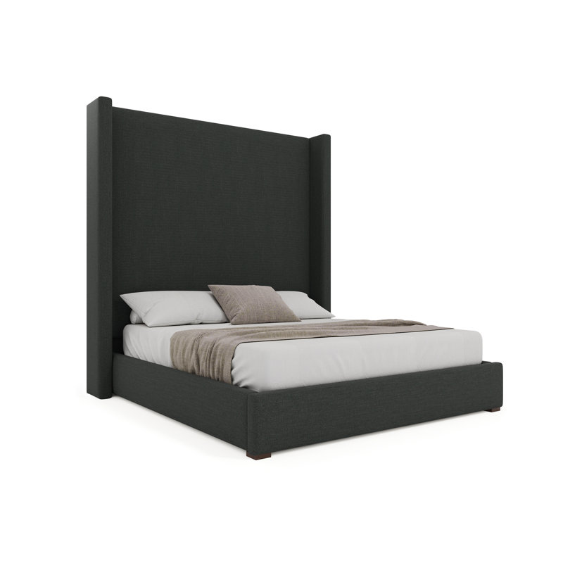 Lit plateforme tapissier Decost, Gris anthracite, Très grand lit