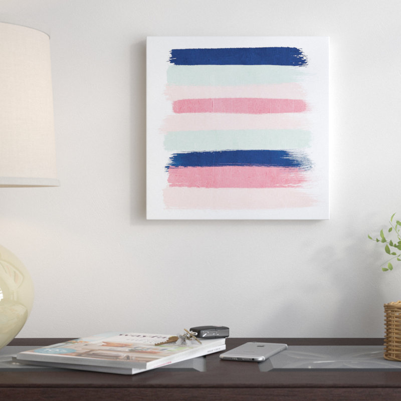 « loral rayures », reproduction d’impression sur toile, H 37 po x l 37 po x P 1,5 po, Toile tendue