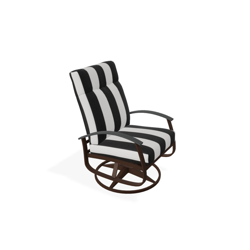 Chaise berçante pivotante réglable avec coussins Askar, Cabana classique à rayures noires Sunbrella®, Graphite classique P30