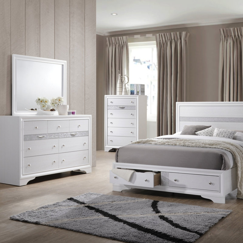 Commode 7 tiroirs Matrix Traditional en bois blanc