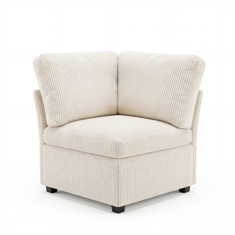 Siège de coin pour canapé-lit modulaire, beige, Velours côtelé beige