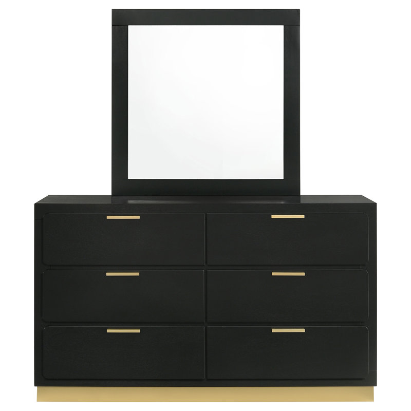 Commode 6 tiroirs avec miroir noir