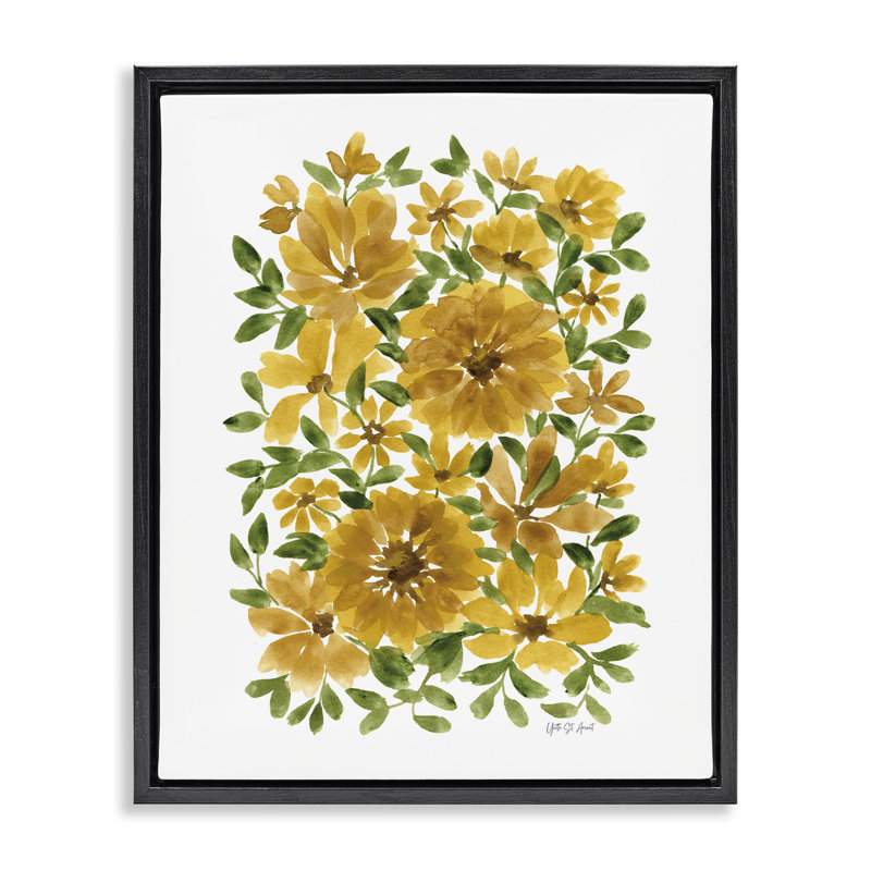  Art mural sur toile Scattered Sunflower Blooms Floater par Yvette St. Amant, H 21 po x l 17 po, Cadre flottant noir de jais
