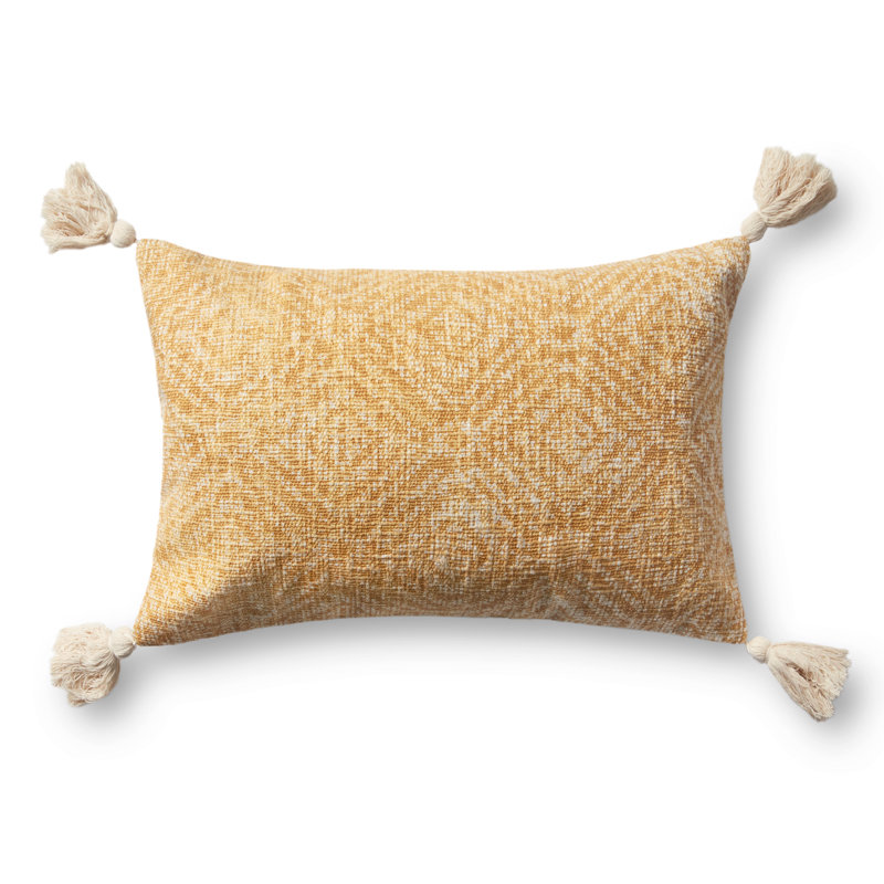Housse de coussin rectangulaire en coton Frison Tribal Diamond, Jaune, Duvet
