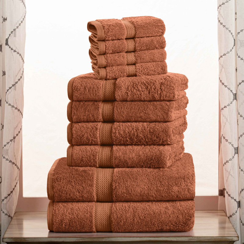 Scotia Egyptian Cotton Bath Towel Set, Rust, 10Pc Towel Set (2Bath, 4Hand, 4Face)