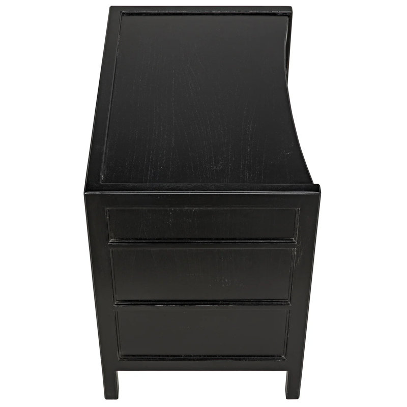 Hampton 3 - Drawer Solid Wood Nightstand, Hand Rubbed Black