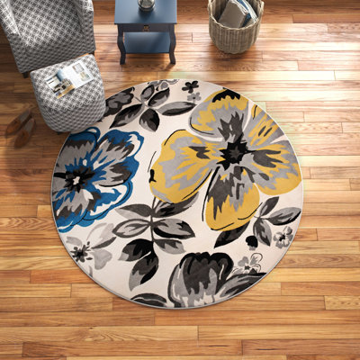 Floral Cream/Yellow/Blue Area Rug