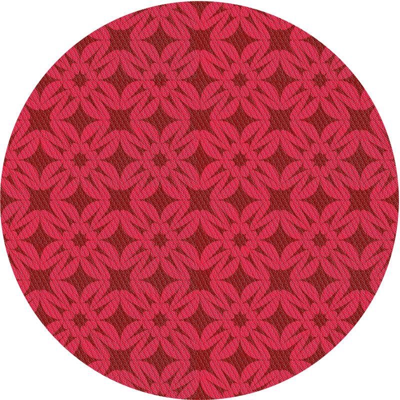 Tapis rouge / noir à motif géométrique Ava-May, Rond 6 pi