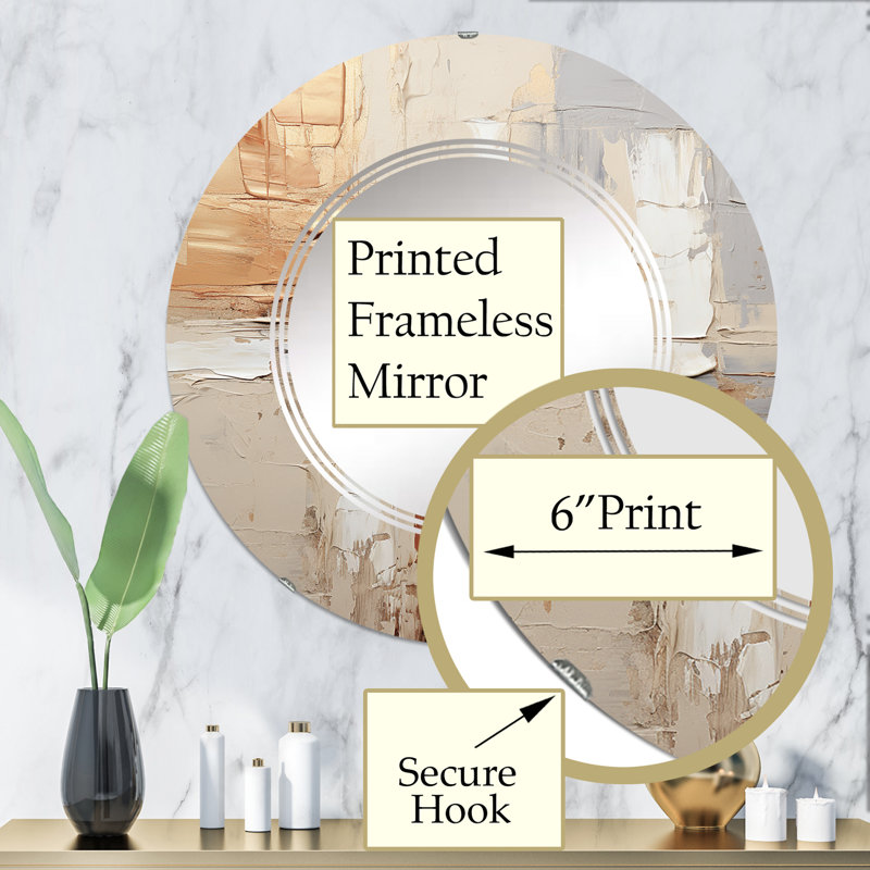 Dalfon - Miroir mural moderne rond, 32 po x 32 po