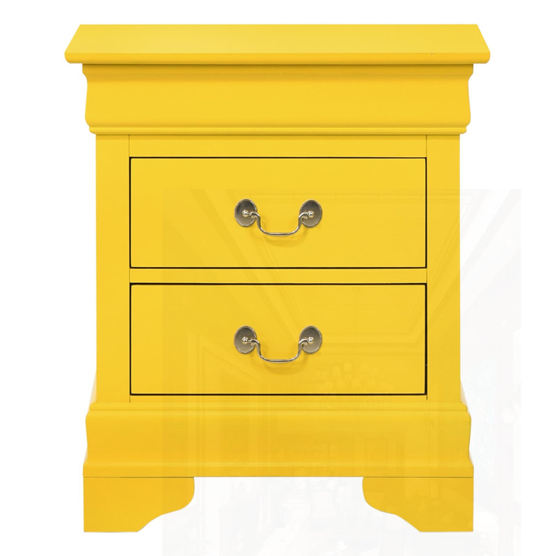 Charmante table de chevet traditionnelle jaune, Jaune