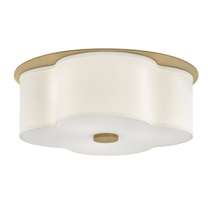 Delaney 3-Light Flush Mount Ceiling Light with Linen Shade, Gold